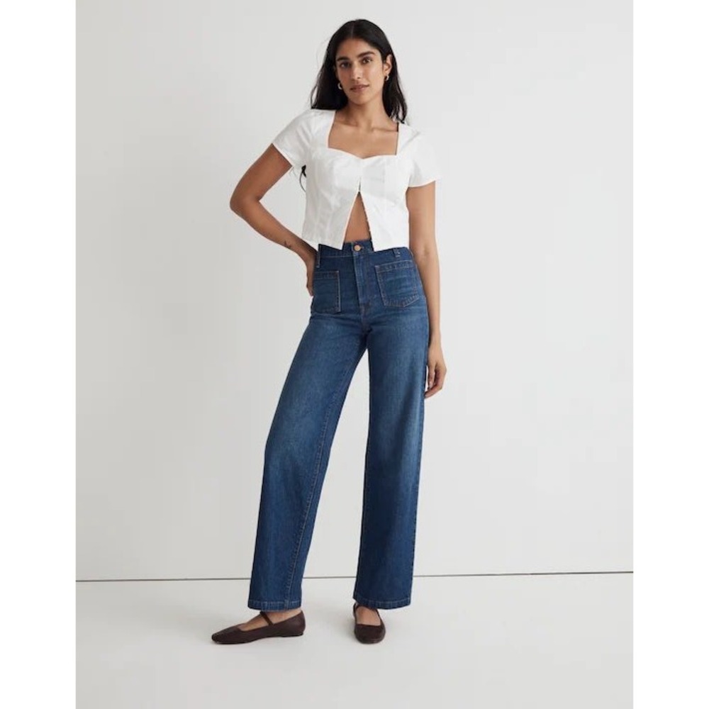 Madewell The Perfect Vintage Wide Leg Patch Pocket Jeans High Rise Denim 29